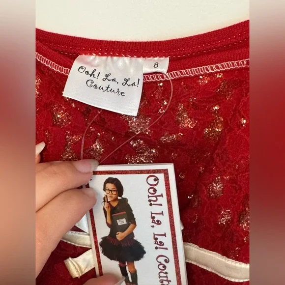 Ooh! La, La! Couture Red Dress with Sparkling Gold Details - Picture 4 of 4